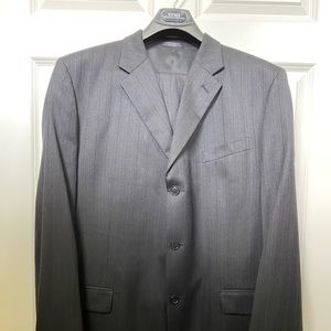Men’s Gray Stripe suit, Jones New York, size 46L / 36 and 38” pants